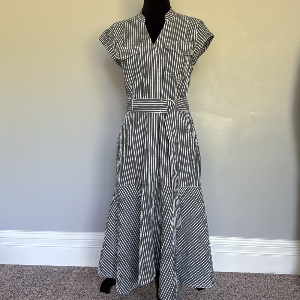 Sundress Stripe Seersucker Midi Dress